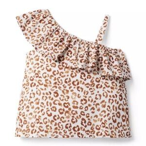 Janie and Jack Argan Oil Leopard Cheetah Ruffle One Shoulder Tank Top Size 7
